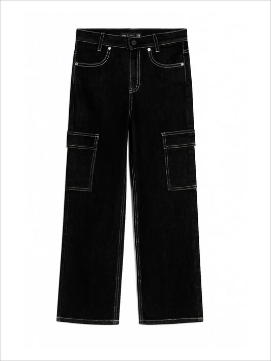 Black Cargo Denim Jeans
