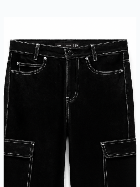 Black Cargo Denim Jeans